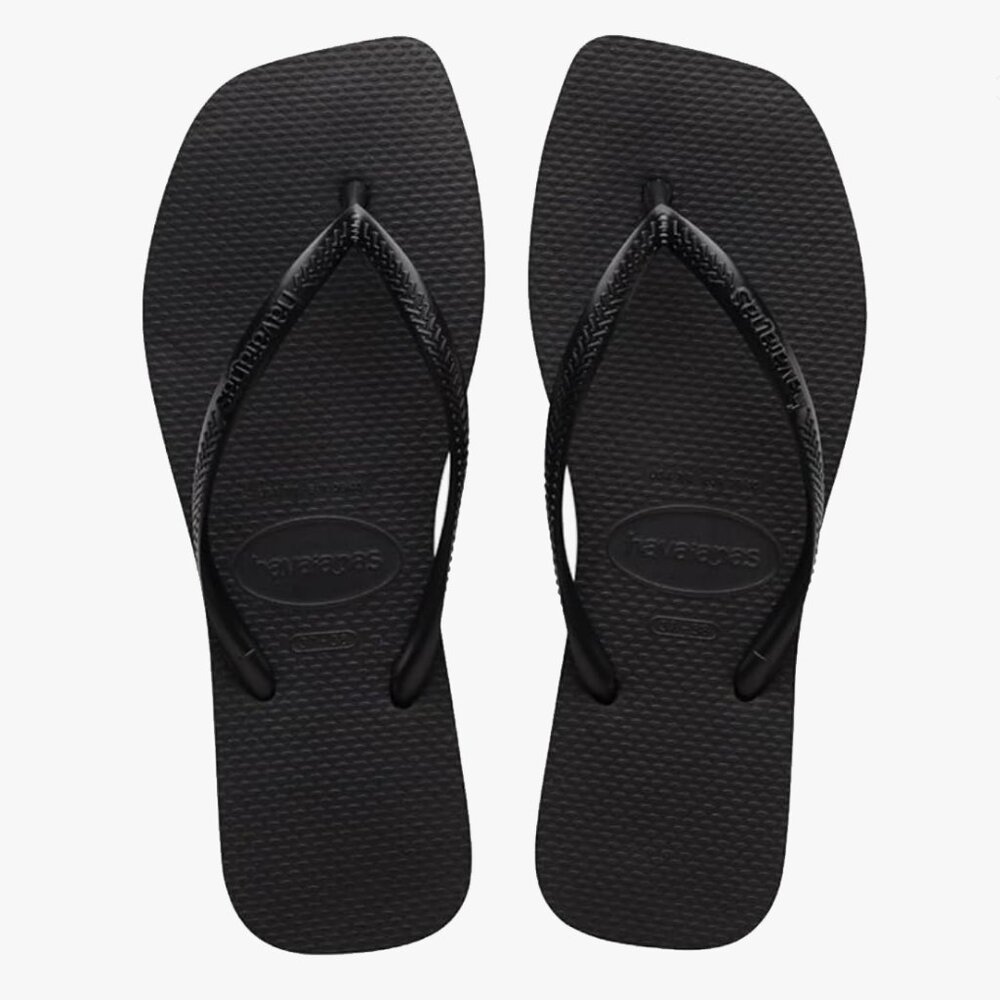 HAVIANAS | Square toe slim flip flops | Black | US 9/10